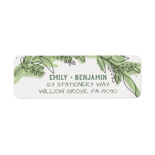 Curved Branches | Greenery Wedding Etiket (Voorkant)