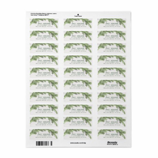 Curved Branches | Greenery Wedding Etiket (Full Sheet)