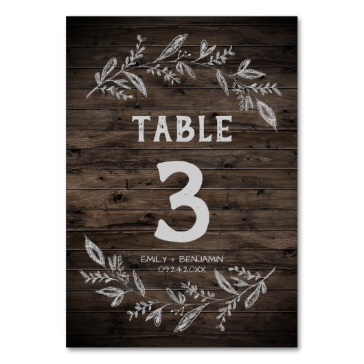 Curved Branches | Houten tabelnummer Kaart (Voorkant)
