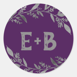 Curved Branches | Silver Wedding Envelope Ronde Sticker