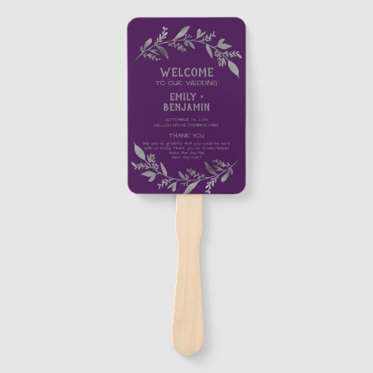 Curved Branches | Silver Wedding Programme Handwaaier (Voorkant)