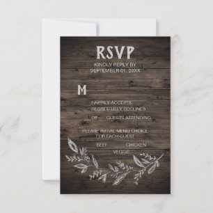 Curved Branches   Wooden Menu Choice RSVP-kaart