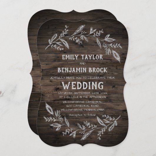 Curved Branches | Wooden Weddenschap Kaart (Voorkant / Achterkant)