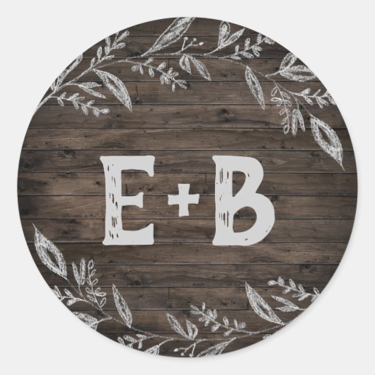 Curved Branches | Wooden Wedding Envelope Seal Ronde Sticker (Voorkant)
