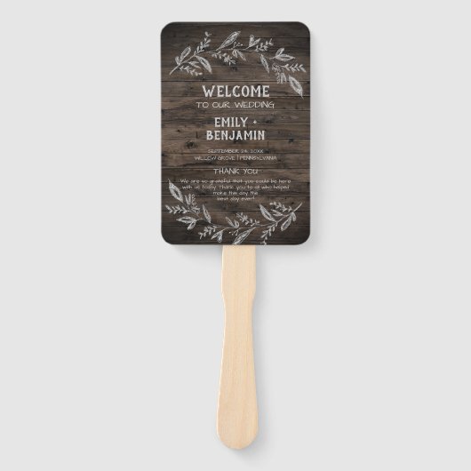Curved Branches | Wooden Wedding Programme Handwaaier (Voorkant)