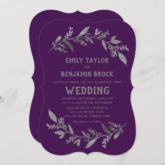 Curved Branches | Zilverweddenschap Kaart (Voorkant / Achterkant)