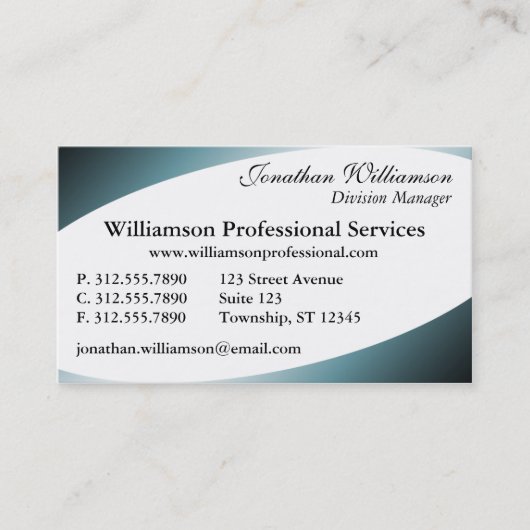 Curved Corners Blue Visitekaartjes (Voorkant)