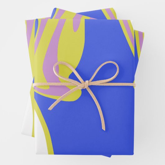 Curved Flowing Lines in a Layered Abstract Pattern Inpakpapier Vel (In situ)