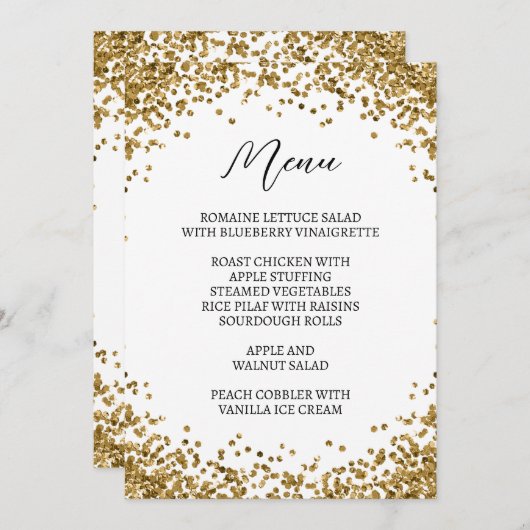 Curved Gold Glitter White Menu (Voorkant / Achterkant)