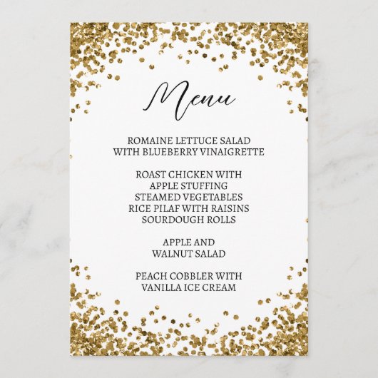 Curved Gold Glitter White Menu (Voorkant)
