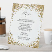 Curved Gold Glitter White Menu Reclamebord Met Voetstuk (Insitu)
