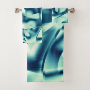Curved greenish blue shapes, showy cyan tones bad handdoek