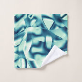 Curved greenish blue shapes, showy cyan tones bad handdoek (Wasdoekje)