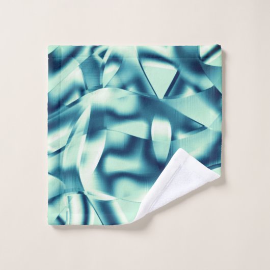 Curved greenish blue shapes, showy cyan tones bad handdoek (Wasdoekje)