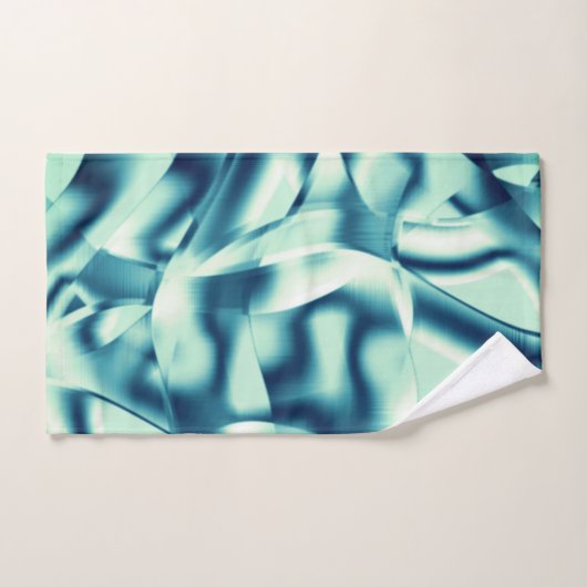 Curved greenish blue shapes, showy cyan tones bad handdoek (Handdoek)