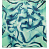 Curved greenish blue shapes, showy cyan tones douchegordijn (Voorkant)