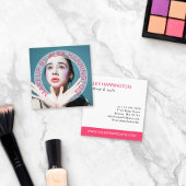 Curved Hot Pink Text Foto van Make-up Vierkante Visitekaartje