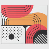 Curved Line with Red & Orange Geometric Shapes Cadeaupapier (Vlak)