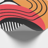 Curved Line with Red & Orange Geometric Shapes Cadeaupapier (Hoek)