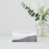 Curved Line Zilver Metallic Professional Visitekaartje (Staand voorkant)