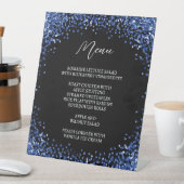 Curved Navy Blue Glitter Black Menu Reclamebord Met Voetstuk (Insitu)