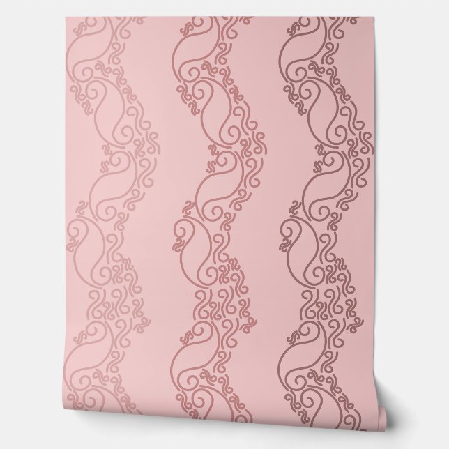 Curved Ombre Stripes - Rosy - Pink Behang (Afrollen)