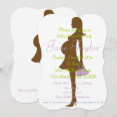 Curved Paars Silhouette Baby Shower-uitvindingen Kaart (Voorkant / Achterkant)