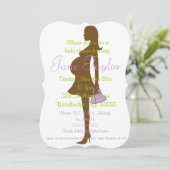 Curved Paars Silhouette Baby Shower-uitvindingen Kaart (Staand voorkant)