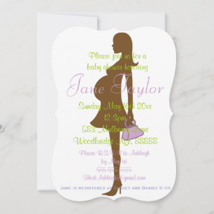 Curved Paars Silhouette Baby Shower-uitvindingen Kaart
