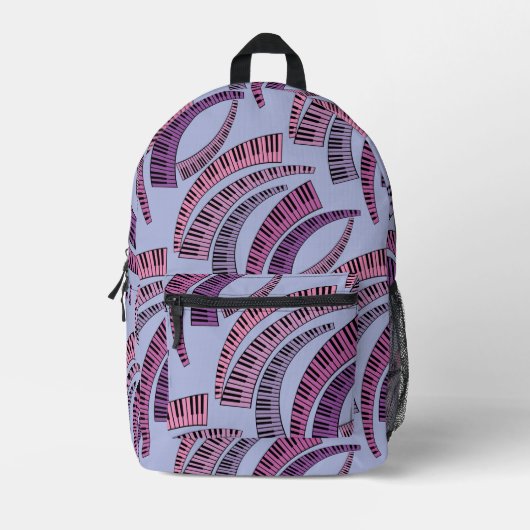 Curved Piano Keys Pattern Bedrukte Rugzak (Voorkant)