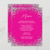 Curved Silver Glitter Hot Pink Menu (Voorkant / Achterkant)