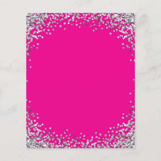 Curved Silver Glitter Hot Pink Menu (Achterkant)