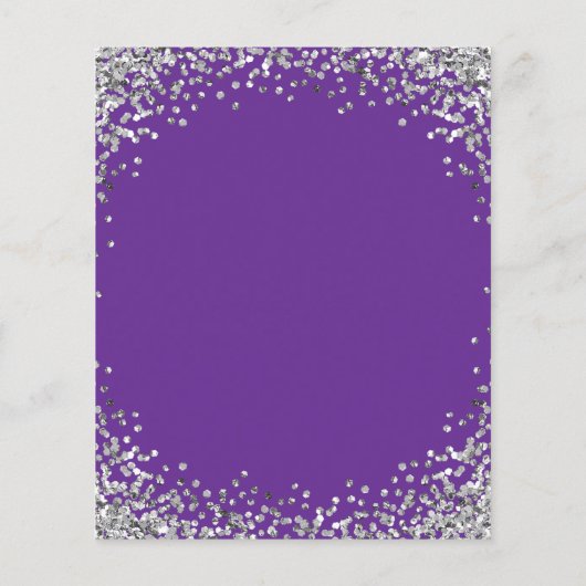 Curved Silver Glitter Royal Purple Menu (Achterkant)