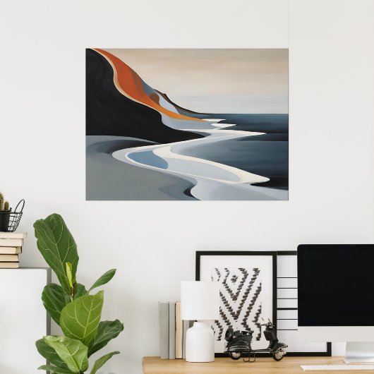 Curved Sweep - Minimalistische Abstracte Wave Art  Poster (Thuiskantoor)