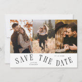 Curved Typography Multi Photo White Save The Date (Voorkant)