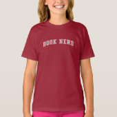 Curved Varsity Style Book Nerd T-shirt (Voorkant)