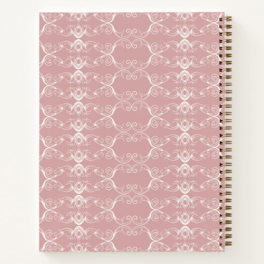 Curved Vector Dusty Rose Design | Custom Name Notitieboek (Achterkant)