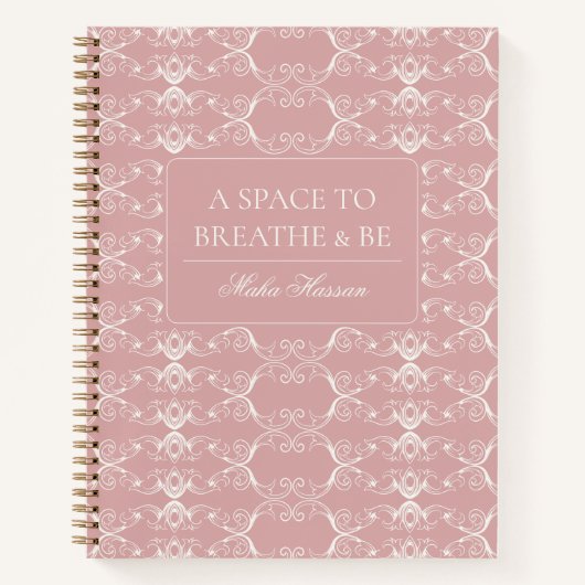 Curved Vector Dusty Rose Design | Custom Name Notitieboek (Voorkant)