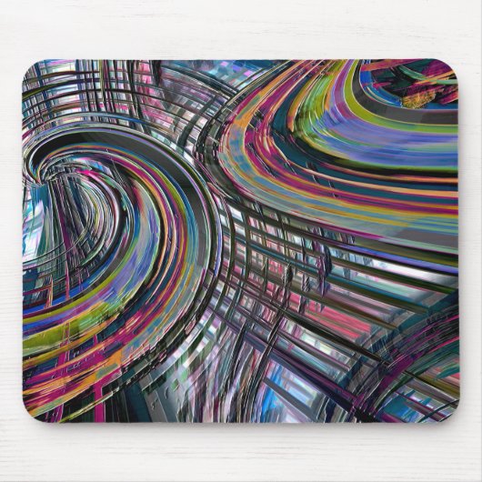 Curven die lijken op een ruimteweg, kleurrijke ink muismat (Voorkant)