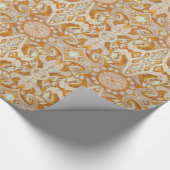 Curven en lotuscellen, vochtpatroon, vanille & gee cadeaupapier (Hoek)