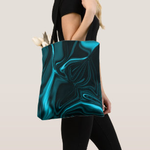 Curven in blauwe turquoise, diepe lucht of cyaan tote bag