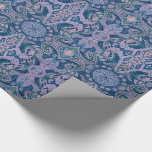 Curven & Lotusbomen, abstracte patroonlavendel & b Cadeaupapier (Hoek)