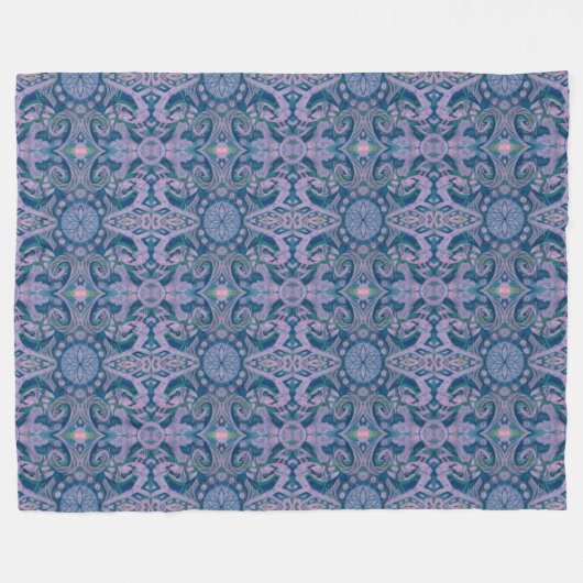 Curven & Lotusbomen, abstracte patroonlavendel & b Fleece Deken (Voorkant (Horizontaal))