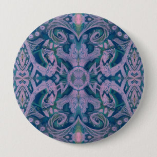 Curven & Lotusen, abstracte bloem, lavender en bla Ronde Button 4,0 Cm