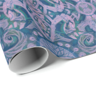 Curven & Lotusen, abstracte patroon lavender & bla Cadeaupapier