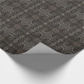 Curven & Lotuses damask taupe charcoal black brown Cadeaupapier (Hoek)