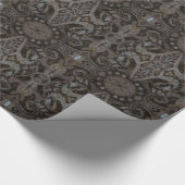 Curven & Lotuses damask taupe charcoal black brown Cadeaupapier (Hoek)