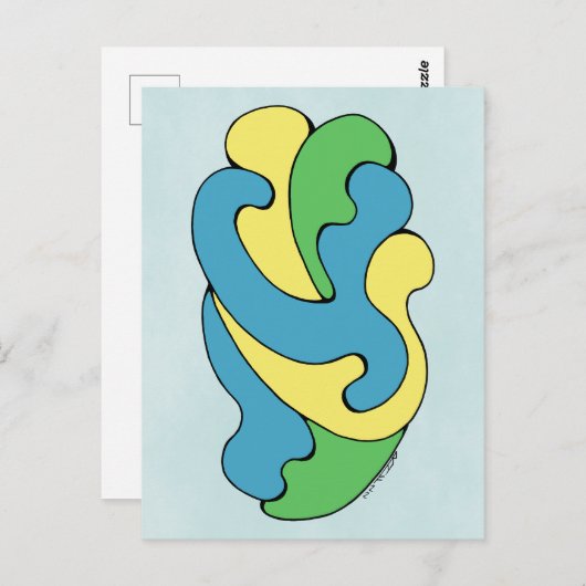 Curven omarmen (geel, blauw, groen) briefkaart (Voorkant / Achterkant)