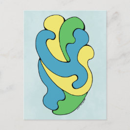 Curven omarmen (geel, blauw, groen) briefkaart