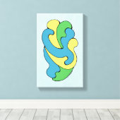 Curven omarmen (geel, blauw, groen) canvas afdruk (Insitu (Houten vloer))